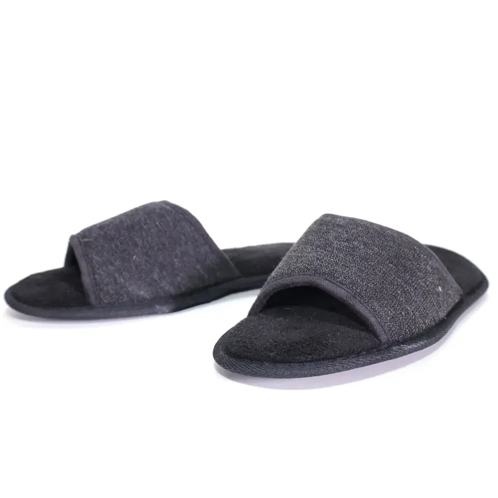 Gold Toe Mens Open Toe Memory Foam Slippers - Mens Medium (8-9) - Black - NIB